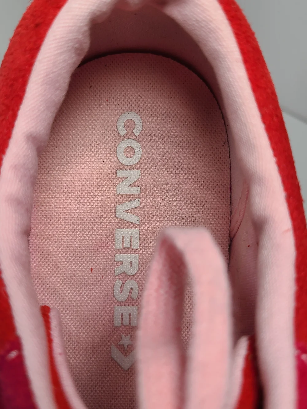 Converse Pink & Red Low-Top Suede Leather Sneakers Size 38.5 EU